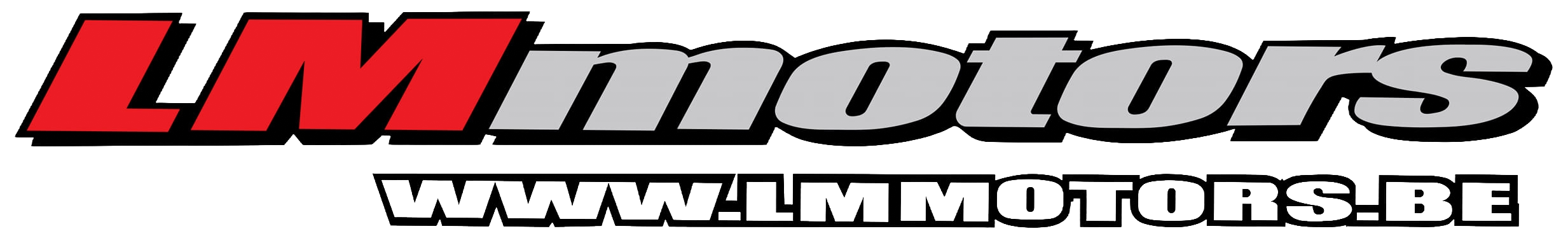 LM Motors logo: bold red 'LM' followed by gray 'motors' text, with the website www.lmmotors.be beneath.